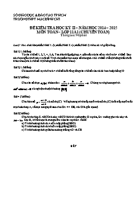 Đề kiểm tra học kỳ II môn Toán 11 (chuyên Toán)